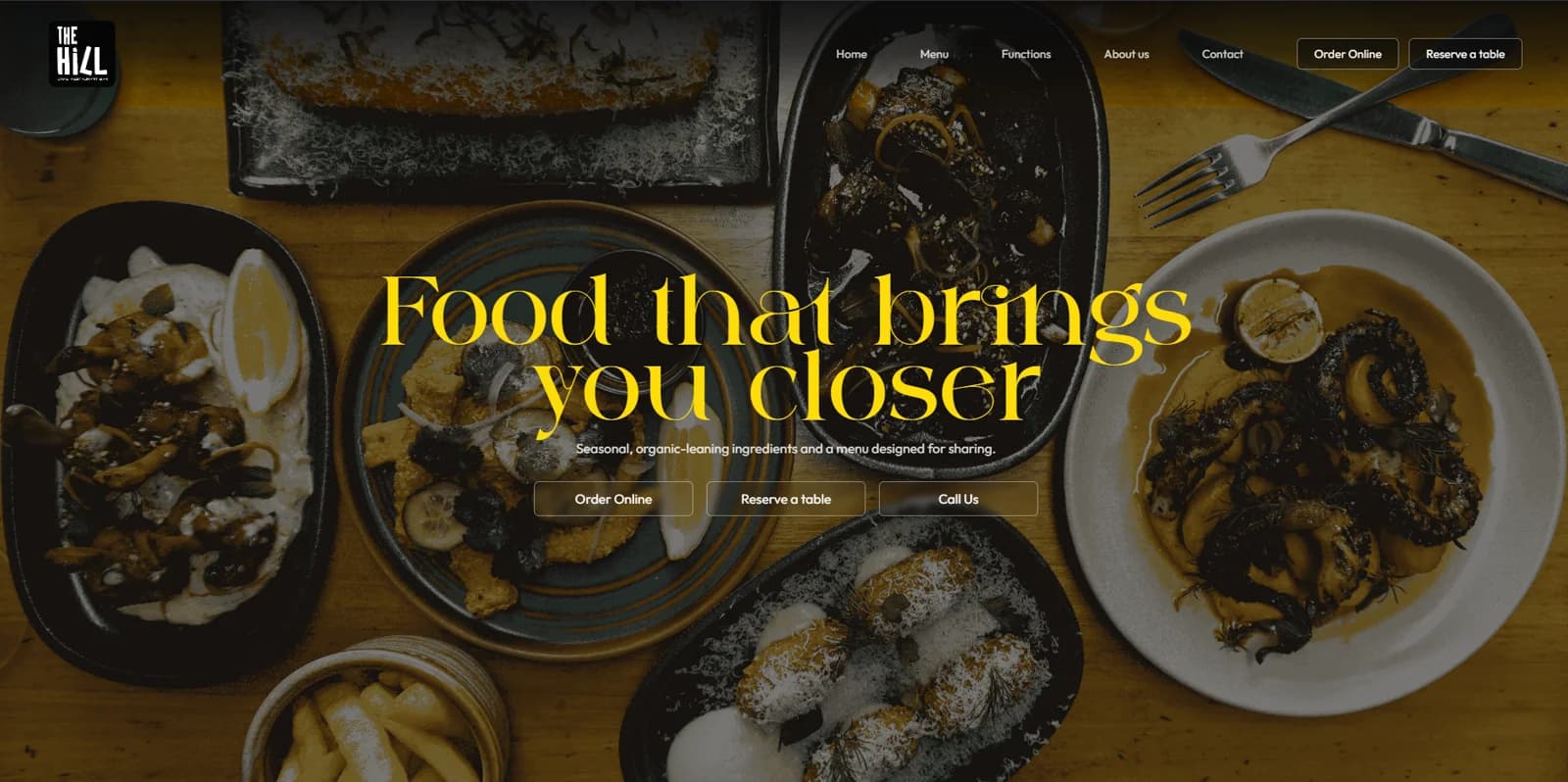 The Hill Restaurant website home page